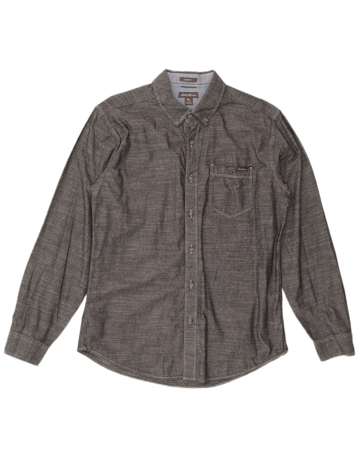 Koszula męska EDDIE BAUER o klasycznym kroju, średnioszara, bawełniana