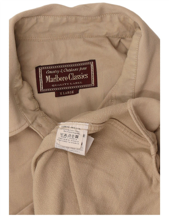 Koszula flanelowa męska Marlboro Classics XL, beżowa, bawełniana