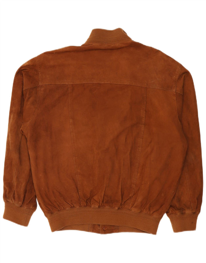 Męska zamszowa kurtka bomber MASTERPELLE IT 52 XL, brązowa skóra