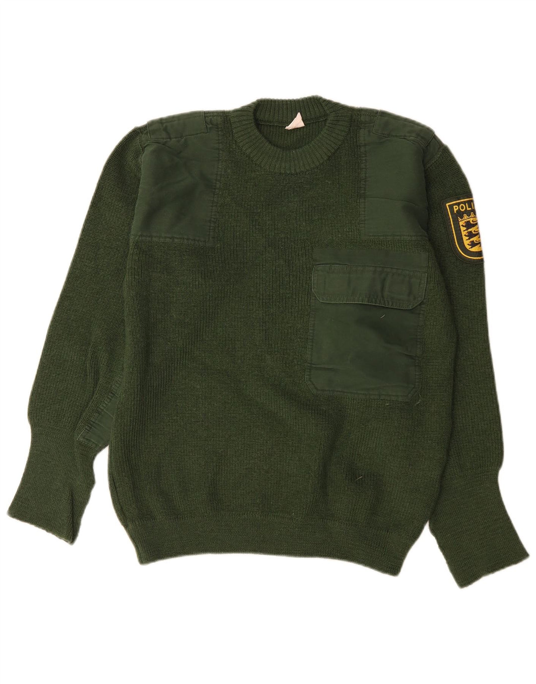 Męski sweter w stylu vintage z graficznym wycięciem pod szyją IT 50 Średni zielony