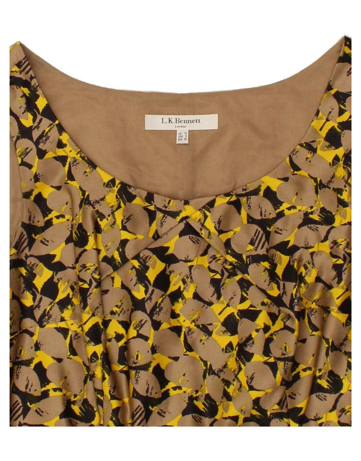 L.K. BENNETT Womens Abstract Pattern Bodycon Dress UK 10 Small Beige Vintage L.K. Bennett and Second-Hand L.K. Bennett from Messina Hembry 