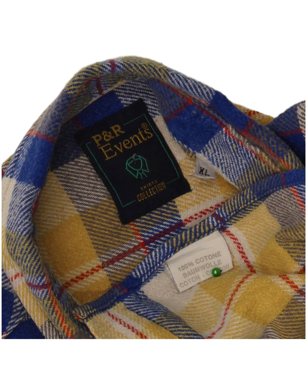 Vintage męska koszula flanelowa XL, bawełniana w żółtą kratkę