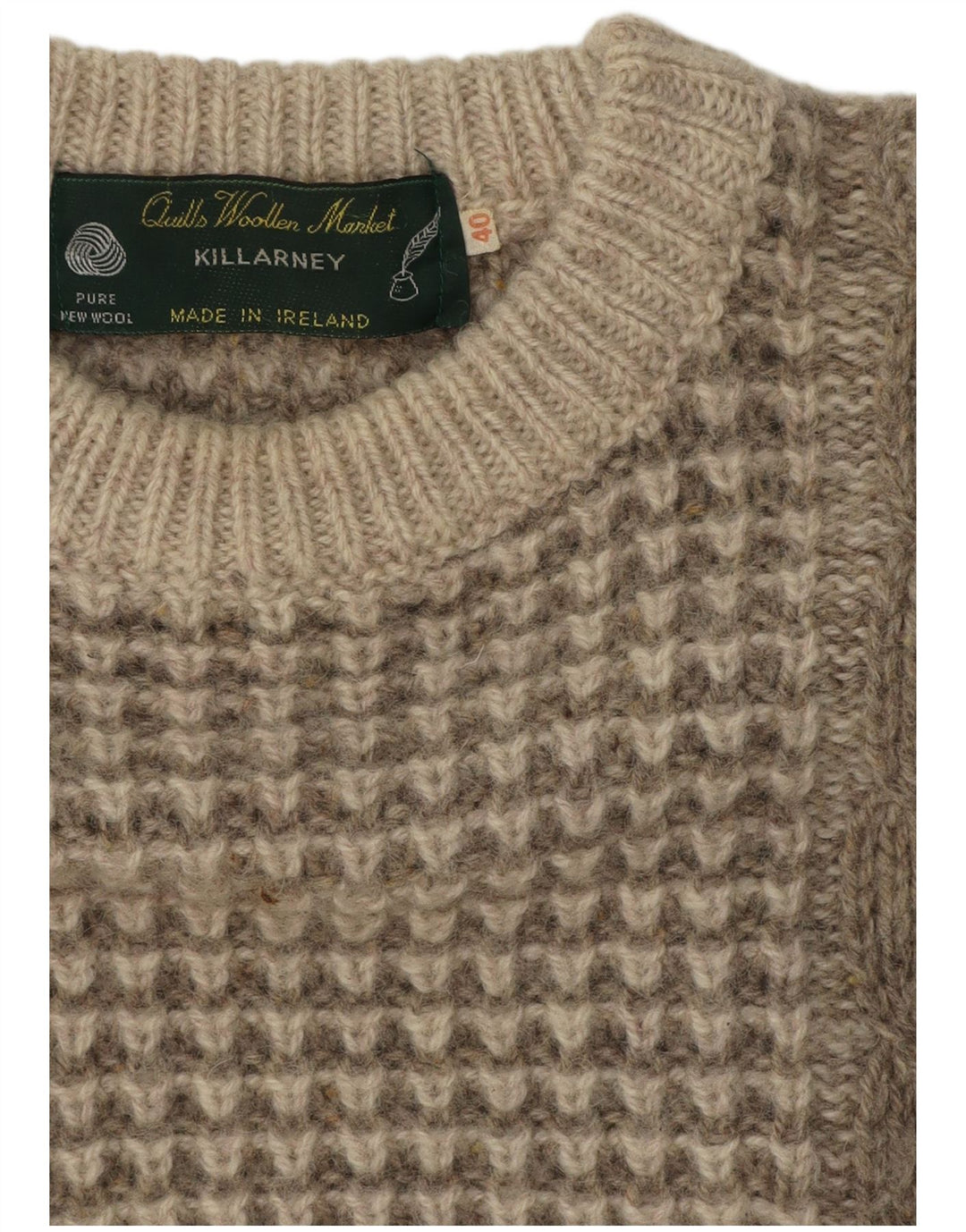 Męski sweter Killarney z dekoltem w łódkę UK 40 Średni beż Nowa wełna