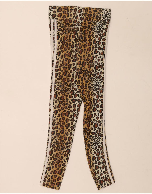 Legginsy damskie Adidas UK 6 XS, brązowa, bawełniana z nadrukiem zwierzęcym