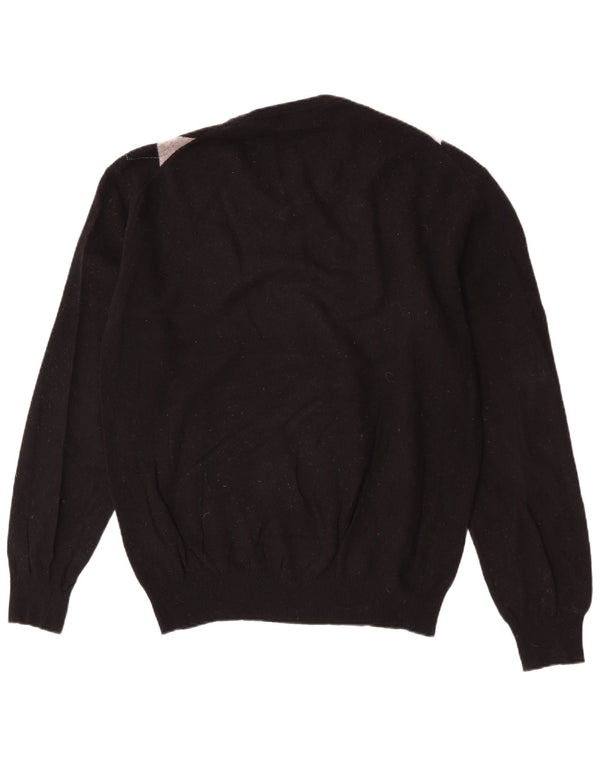 Męski sweter Kappa z dekoltem w kształcie litery V, 2XL, czarny Argyle/diamentowa wełna owcza