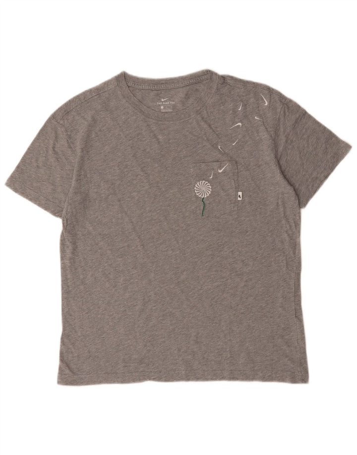 Męski T-shirt Nike z grafiką, mały, szary, z bawełny w plamki