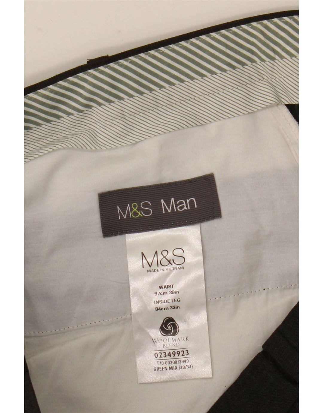 Marks & Spencer Męskie proste spodnie garniturowe W38 L33 Brązowa wełna