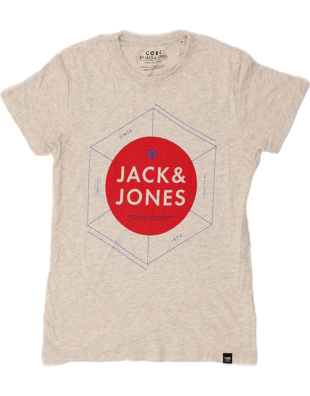 JACK & JONES Mens Graphic T-Shirt Top Medium Grey Flecked Cotton Vintage Jack & Jones and Second-Hand Jack & Jones from Messina Hembry 