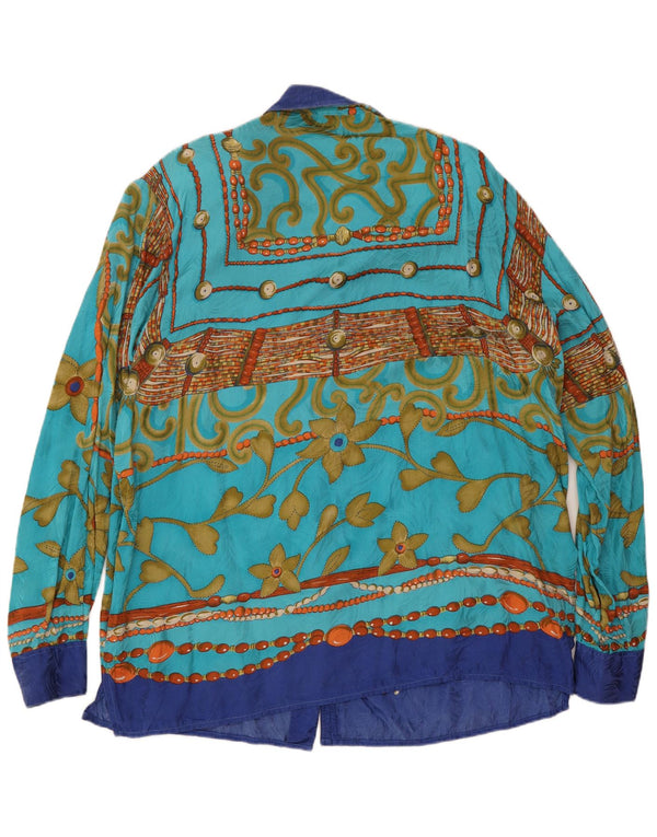 Vintage damska bluzka oversize UK 18 XL w niebieskie kwiaty
