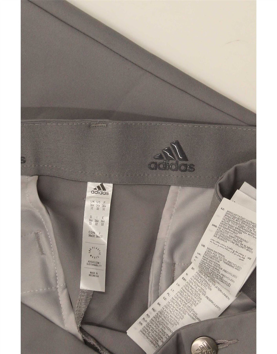 Męskie spodnie Chino Adidas W36 L32 Szary poliester