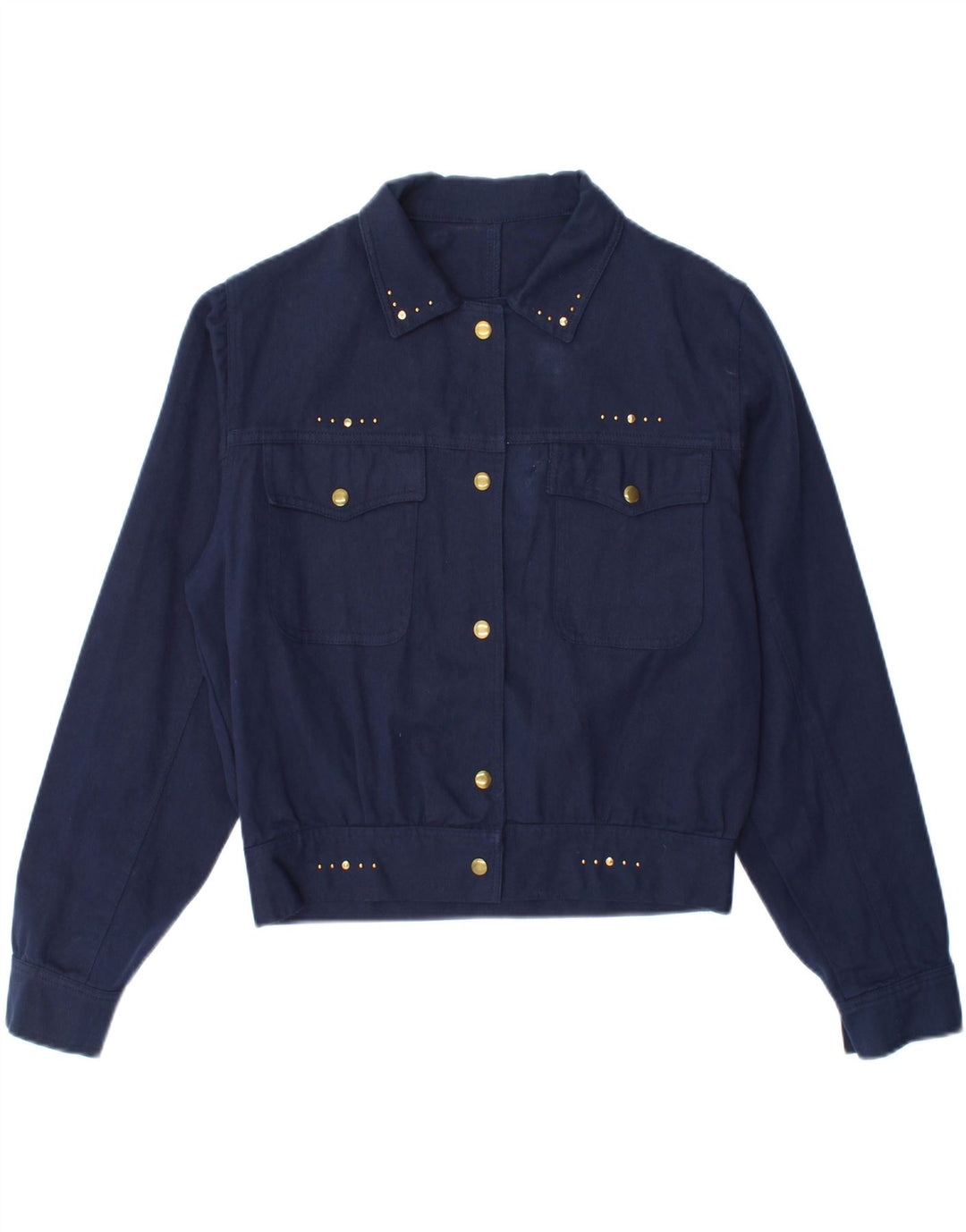 VINTAGE Girls Bomber Jacket 11-12 Years Navy Blue Cotton Vintage Vintage and Second-Hand Vintage from Messina Hembry 