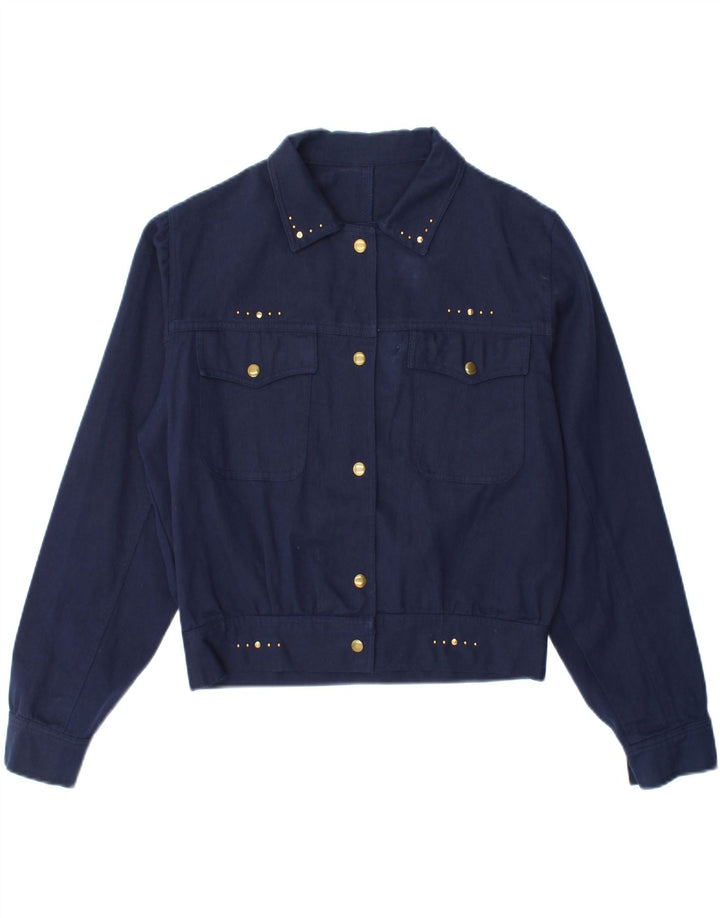 VINTAGE Girls Bomber Jacket 11-12 Years Navy Blue Cotton Vintage Vintage and Second-Hand Vintage from Messina Hembry 