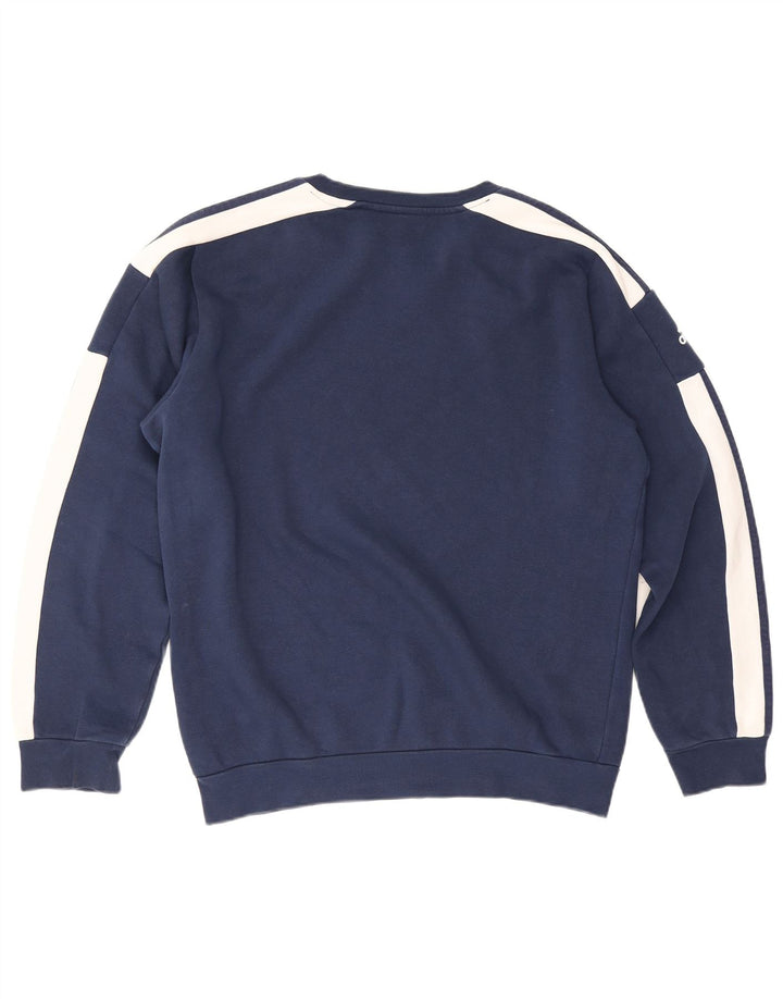 Męska bluza Adidas z grafiką, średnia, granatowa, bawełniana z blokami kolorów