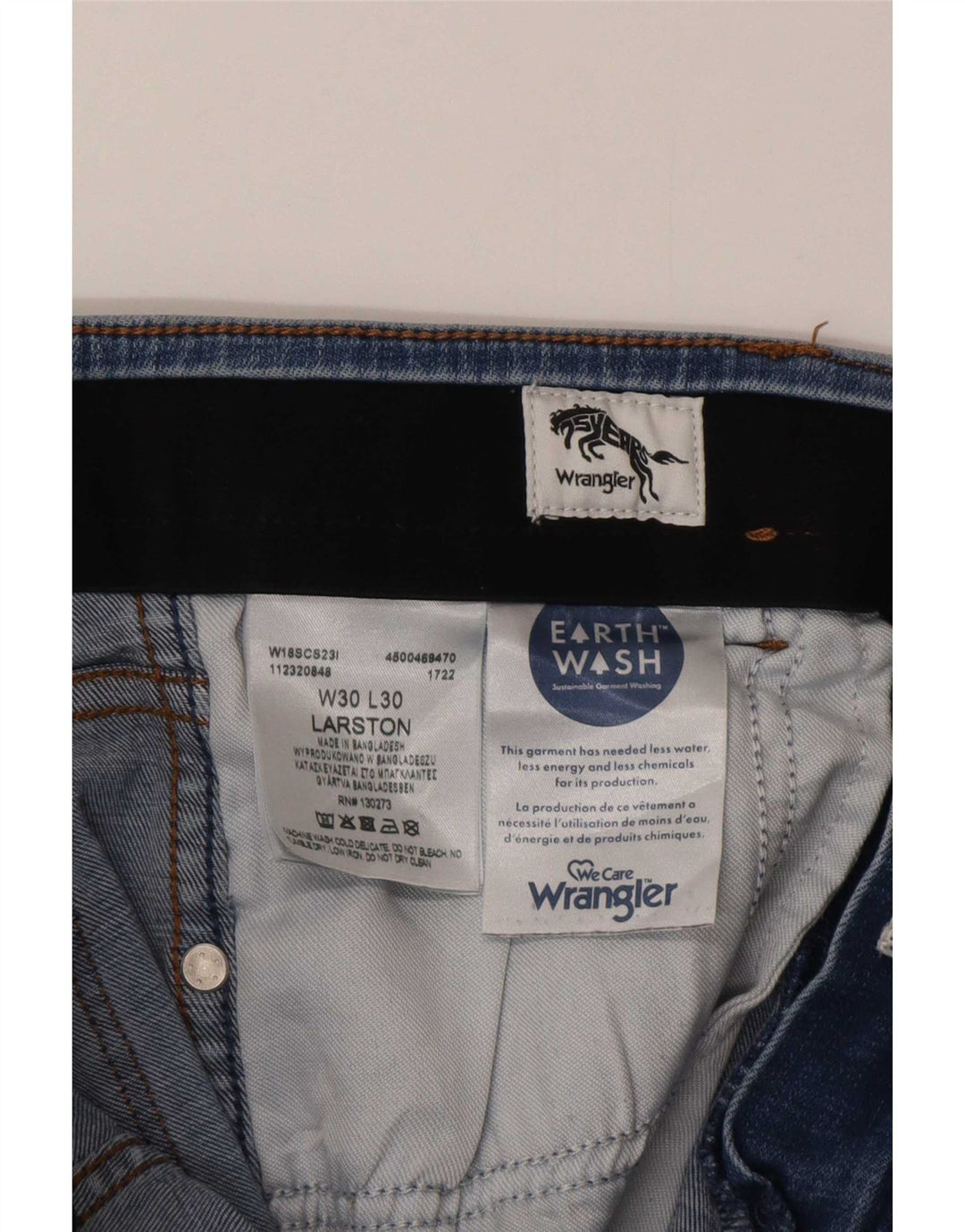 Wrangler Męskie Larston Slim Jeans W30 L30 Niebieskie bawełniane