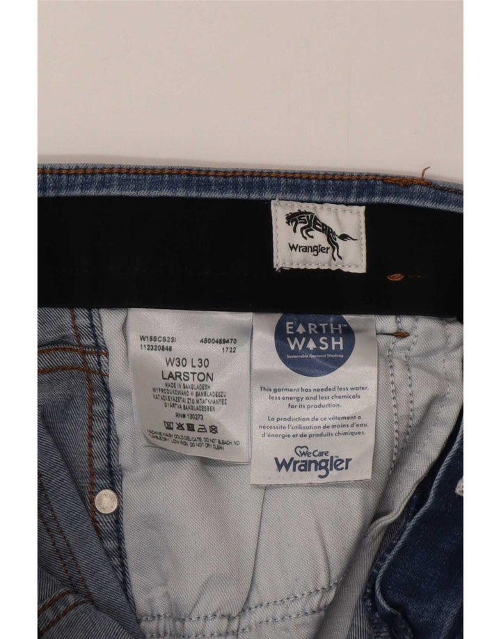 Wrangler Męskie Larston Slim Jeans W30 L30 Niebieskie bawełniane