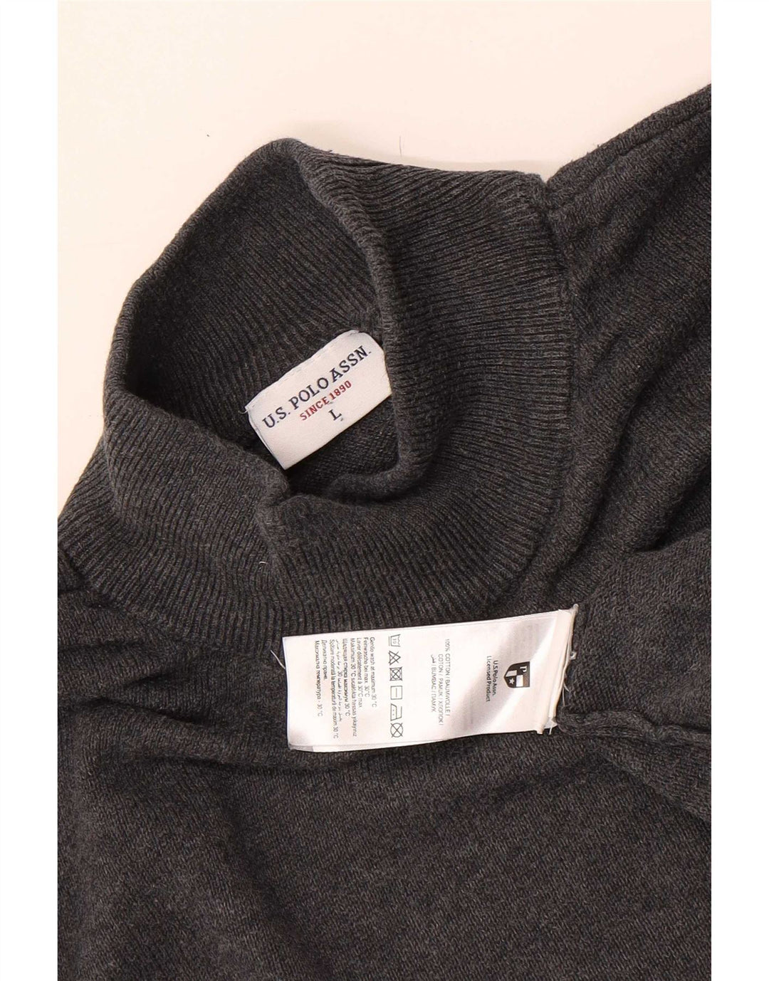 US Polo Assn. Męski sweter z golfem, duży, szary