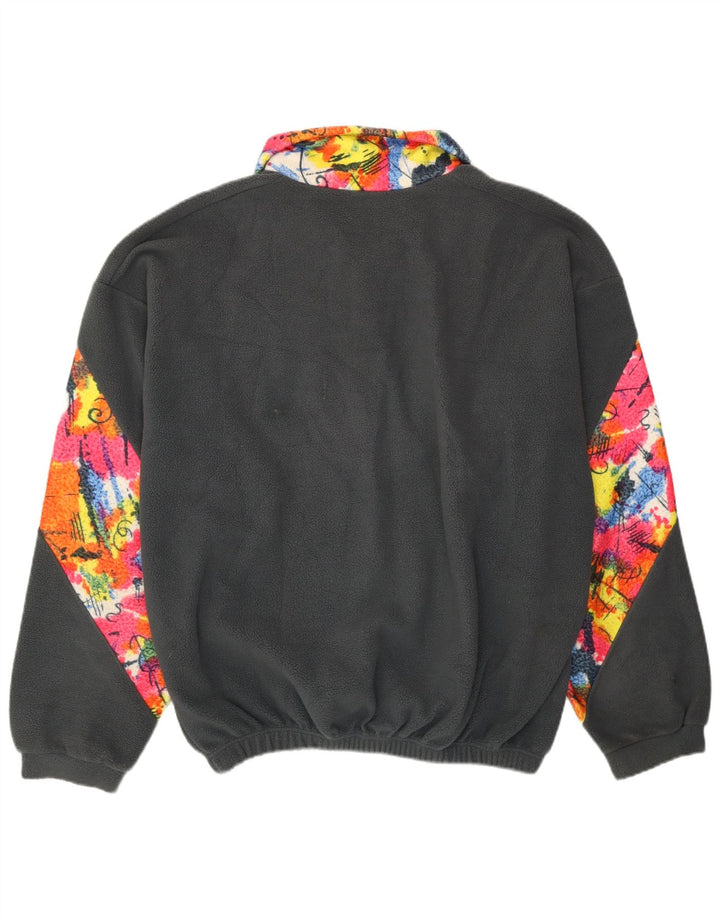 Męski sweter polarowy VINTAGE XL, szary, z blokami kolorów, w stylu vintage