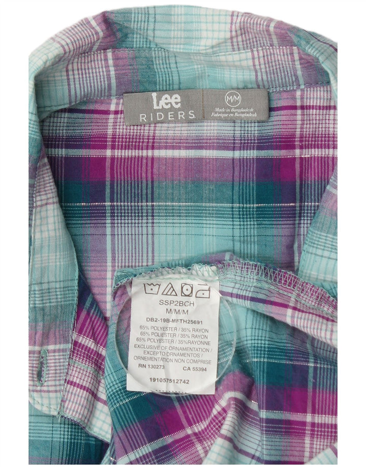 Damska koszulka bez rękawów Lee Riders UK 14, poliester w średnią zieloną kratkę