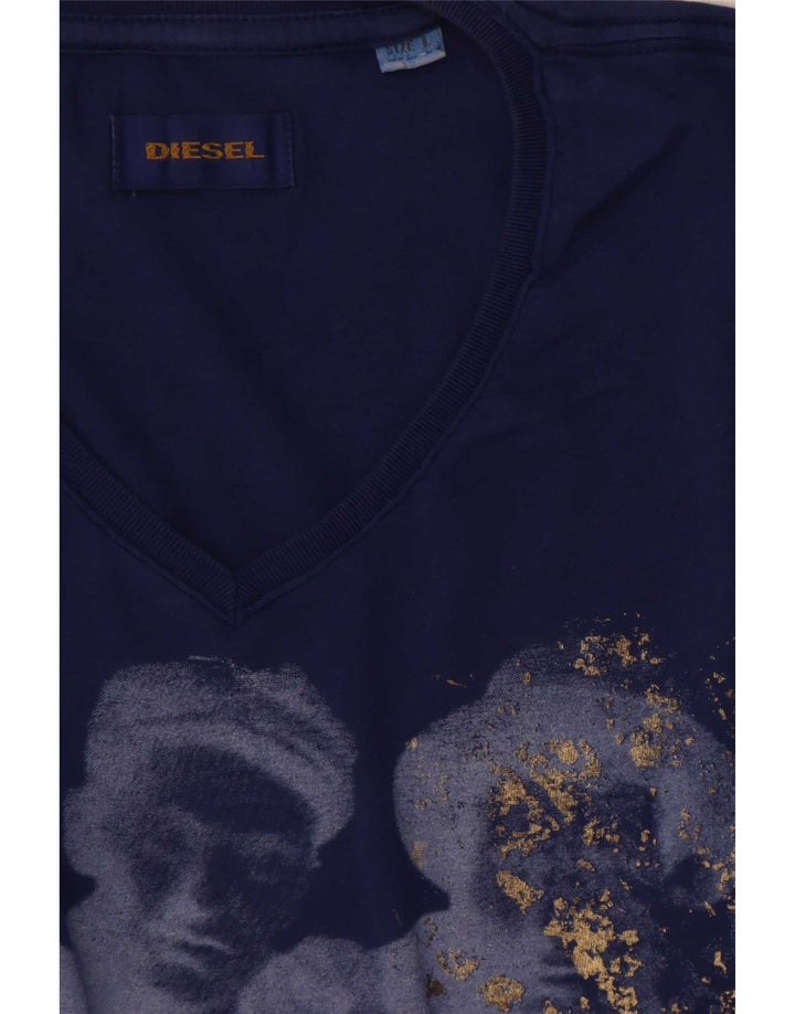 Męski T-shirt Diesel z grafiką, duży, niebieski