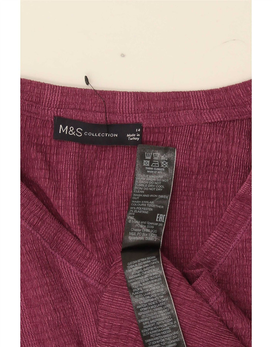 Marks & Spencer T-shirt damski Top UK 14, duży, bordowy poliester w paski