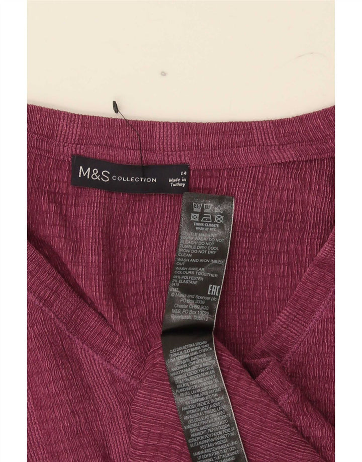 Marks & Spencer T-shirt damski Top UK 14, duży, bordowy poliester w paski