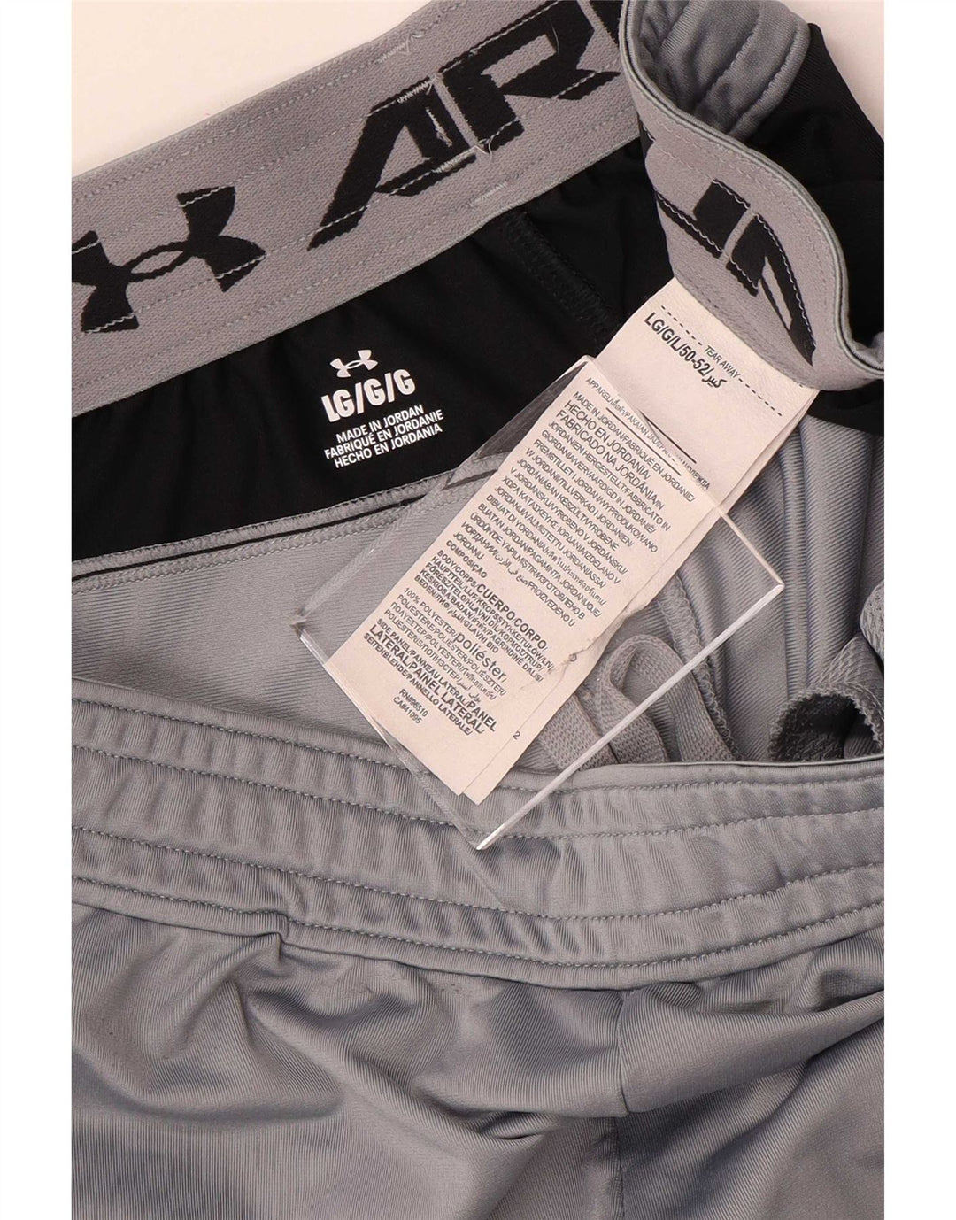 Męskie spodenki sportowe Under Armour z grafiką, duże, szare, z blokami kolorów, z poliestru