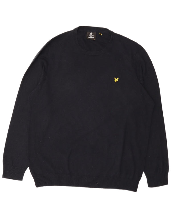 Męski sweter z okrągłym dekoltem Lyle & Scott 2XL granatowy