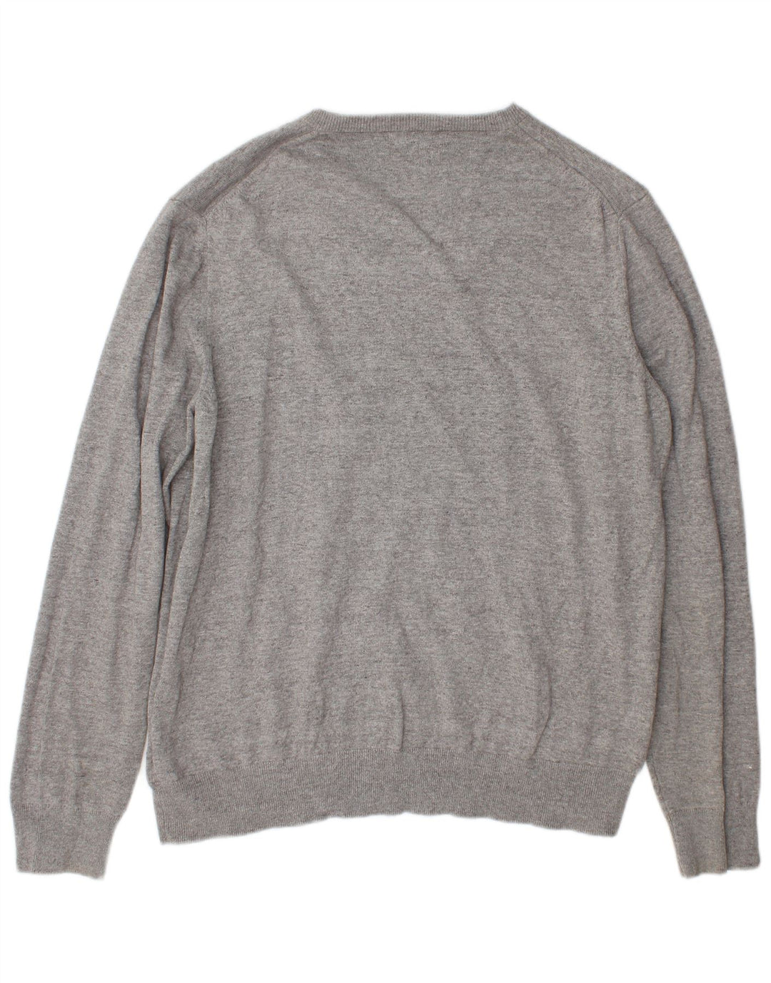 Marks & Spencer Męski sweter z dekoltem w kształcie litery V, XL, szary, bawełniany