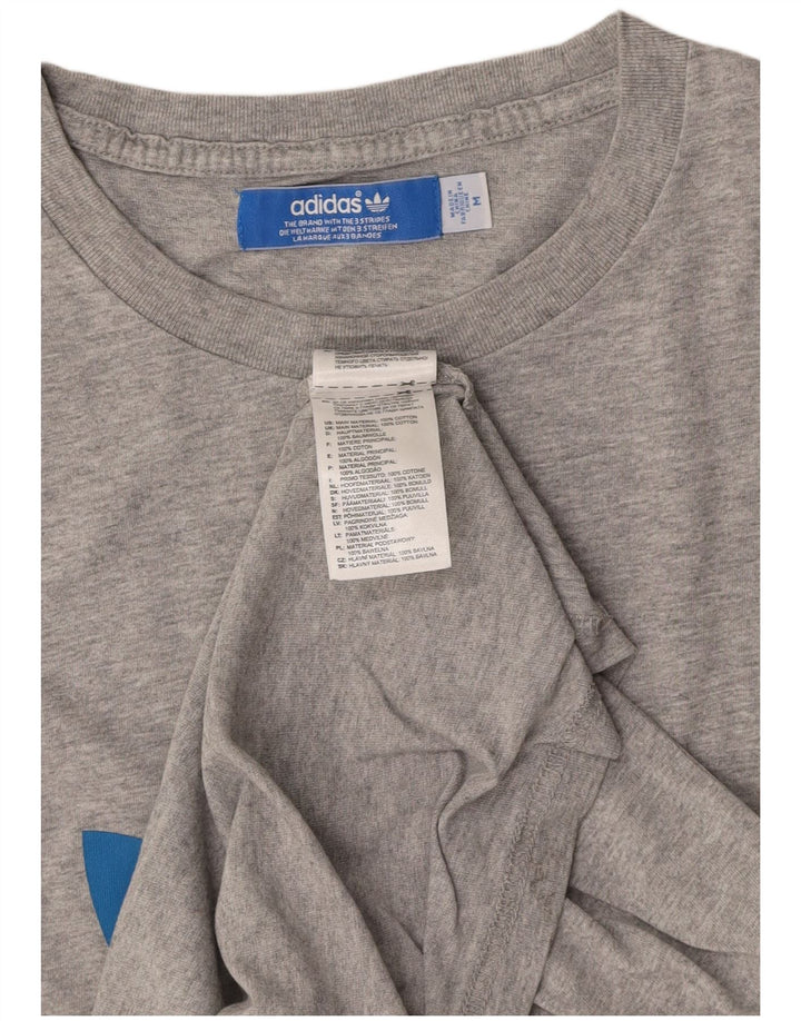 ADIDAS Mens Graphic T-Shirt Top Medium Grey Cotton