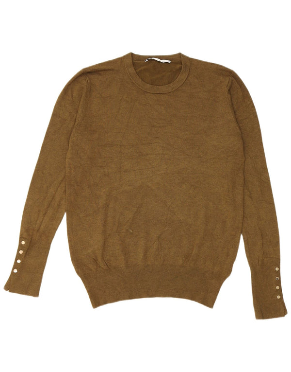 Damski sweter z okrągłym dekoltem Zara UK 14, duża wiskoza khaki