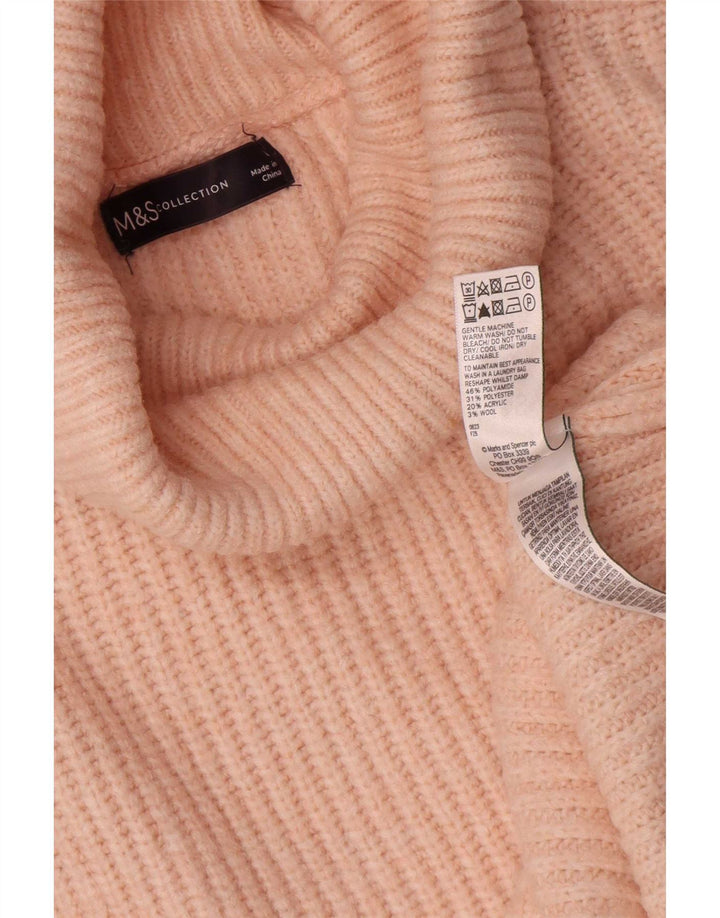 Marks & Spencer Damski sweter oversize z golfem, UK 16, duży, różowy