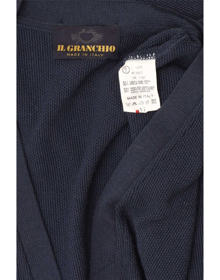 Il Granchio Męski sweter rozpinany, duży, granatowy, wełniany