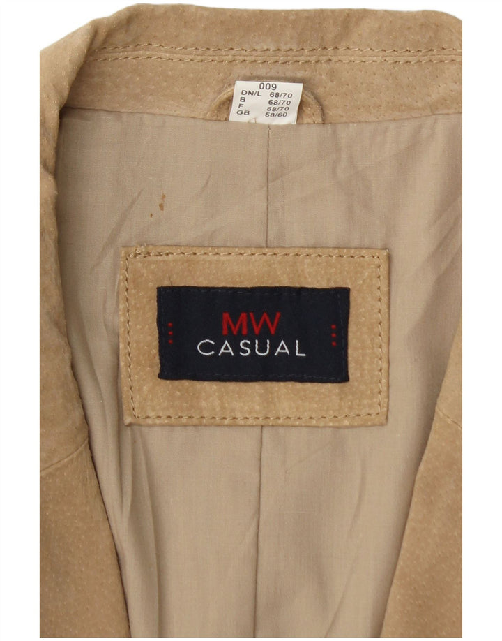 Vintage męska zamszowa marynarka zapinana na 2 guziki UK 46 3XL beżowa skóra