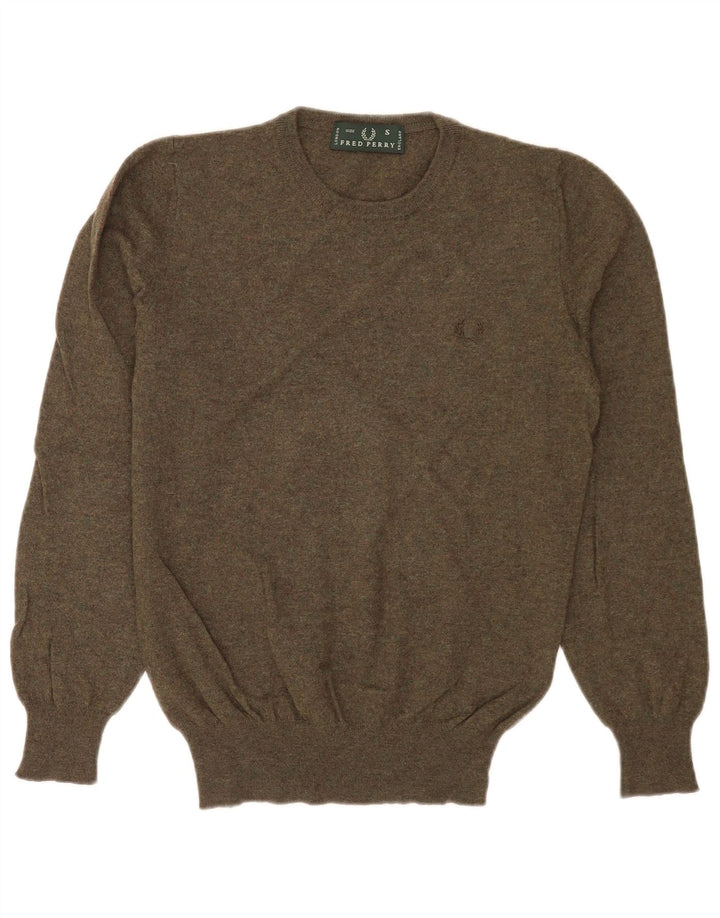 Męski sweter z okrągłym dekoltem Fred Perry, mała wełna khaki