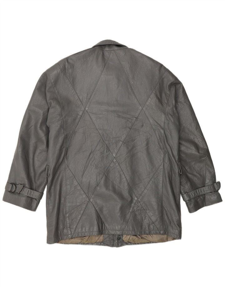Vintage męska kurtka skórzana IT 52 XL szara skóra