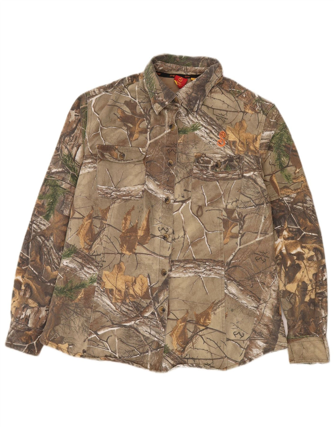 Koszula damska VINTAGE w abstrakcyjny wzór UK 16, duża, bawełniana w kolorze khaki