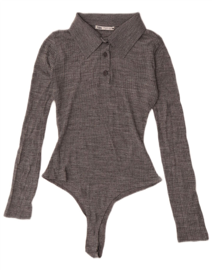 Body damskie z długim rękawem Zara UK 8 Small Grey