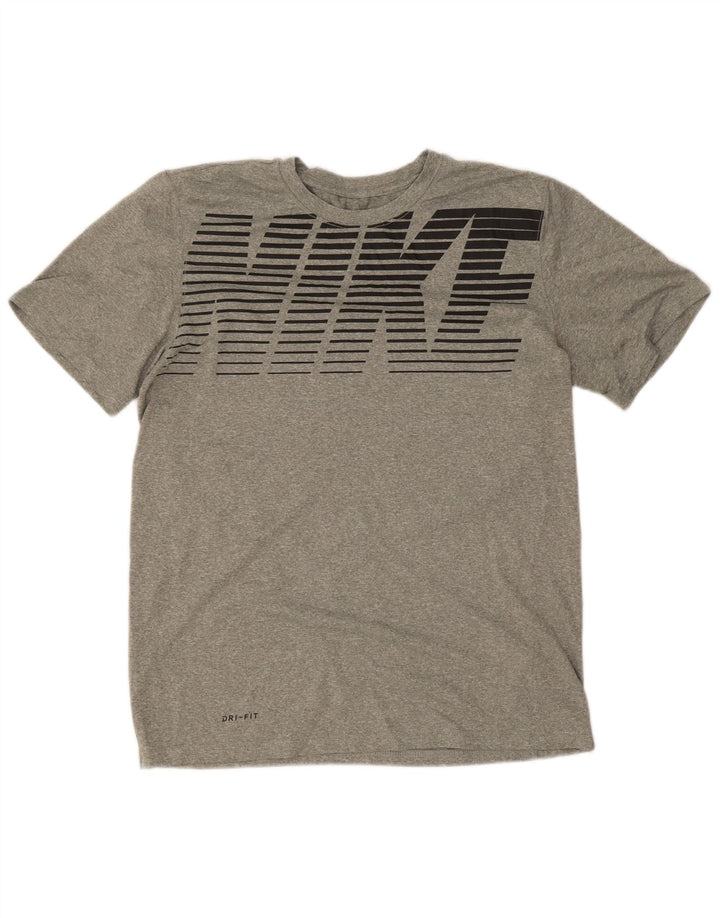 Męski T-shirt Nike Dri Fit z grafiką, średnioszary, nakrapiany poliester