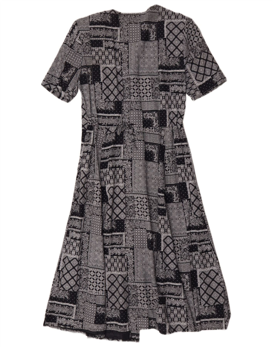 Damska sukienka w kształcie litery A w stylu vintage UK 14 Średni szary patchwork