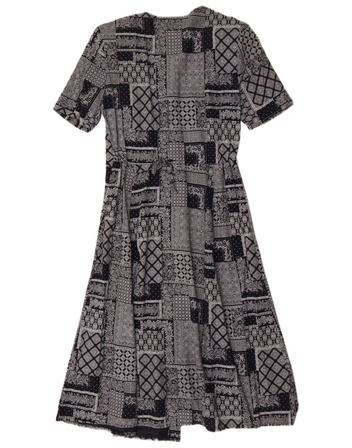 Damska sukienka w kształcie litery A w stylu vintage UK 14 Średni szary patchwork