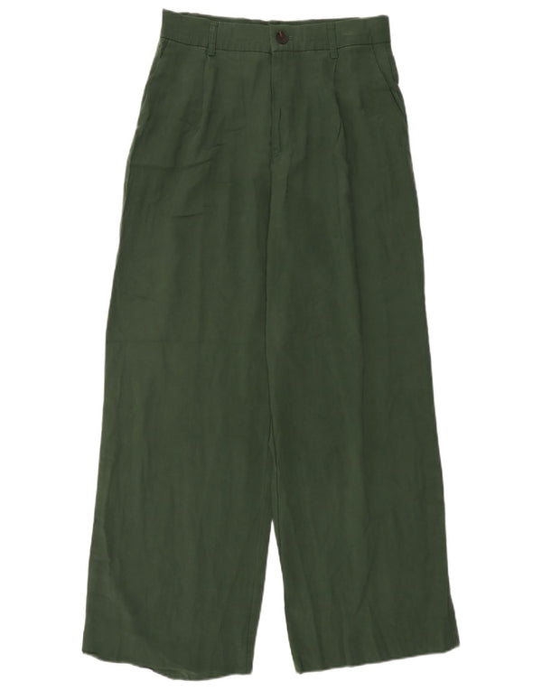 Damskie spodnie chino z wysokim stanem i szeroką nogawką Zara, małe W26 L28 zielone