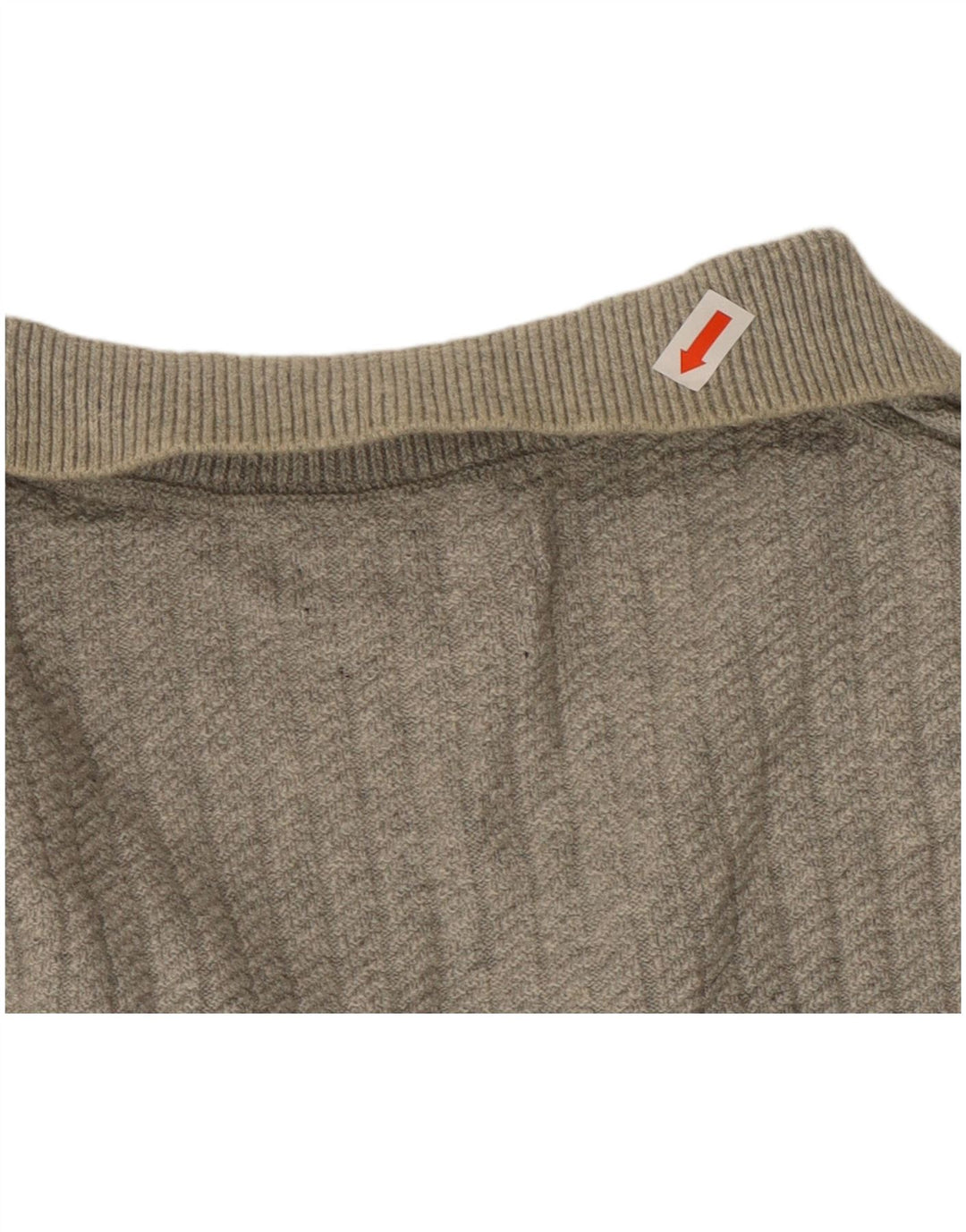 MASSIMO DUTTI Męski sweter polo z dekoltem w serek, średnioszary, bawełniany