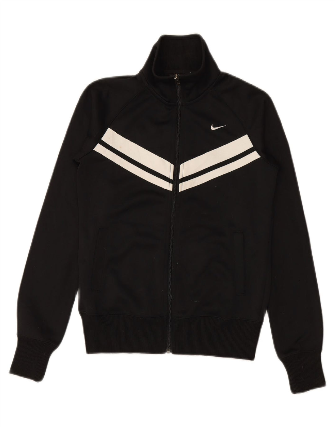 NIKE Womens Tracksuit Top Jacket UK 8/10 Small Black Striped