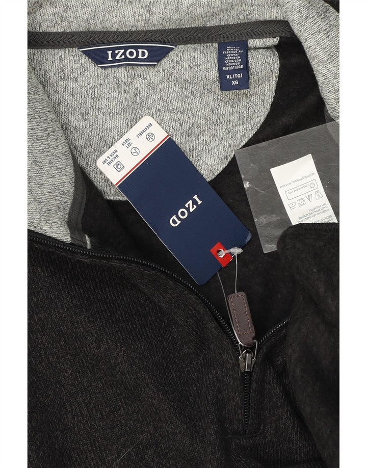 IZOD Mens Zip Neck Sweatshirt Jumper XL Grey Polyester Vintage Izod and Second-Hand Izod from Messina Hembry 