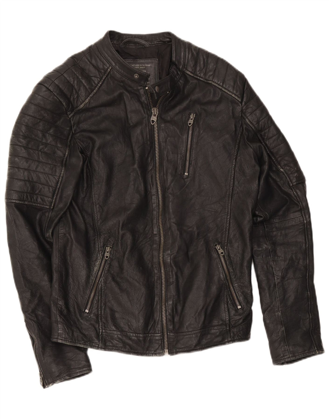 Męska skórzana kurtka wyścigowa Jack & Jones UK 36, mała czarna