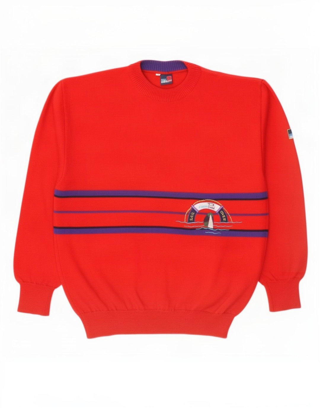 Evan Pull Męski sweter z okrągłym dekoltem XL, wełniany w czerwone paski