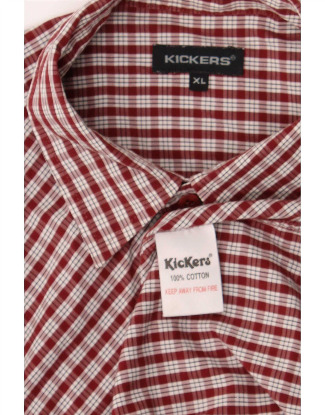 Koszula męska z krótkim rękawem Kickers XL, bawełniana w bordową kratkę