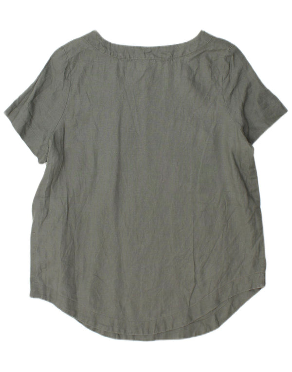 JOULES Womens Longline Oversized Blouse Top UK 8 Small Khaki Linen
