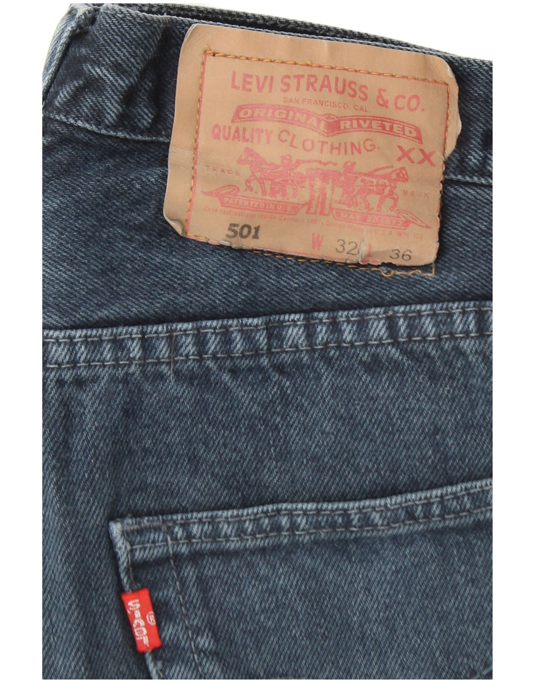Męskie jeansy LEVI'S 501 Straight W32 L25 Niebieskie bawełniane