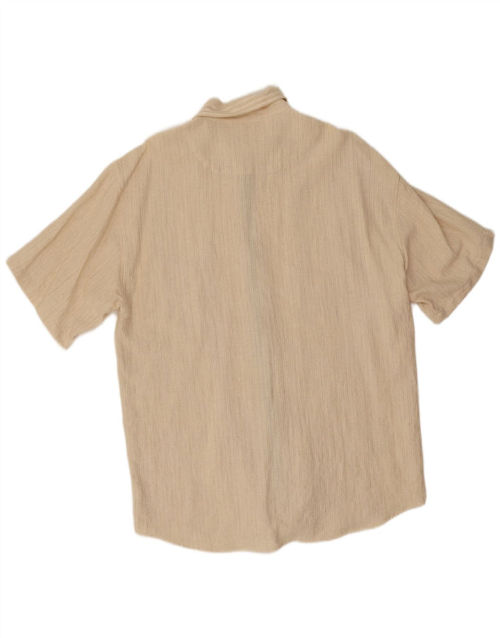 Vintage męska koszula z krótkim rękawem XL w beżowe paski